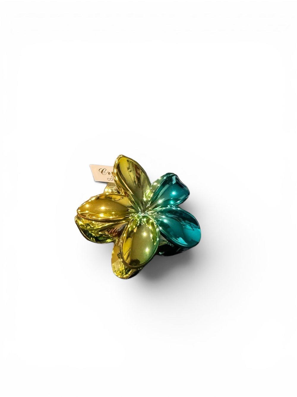 Green and Gold Flower hair clip